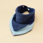 Cotton Dual-colored Triangle Baby Bibs for Boys Dark Blue