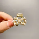 Toddler / Kid's Delicate Rhinestone Pearl Small Hair Clip Yellow