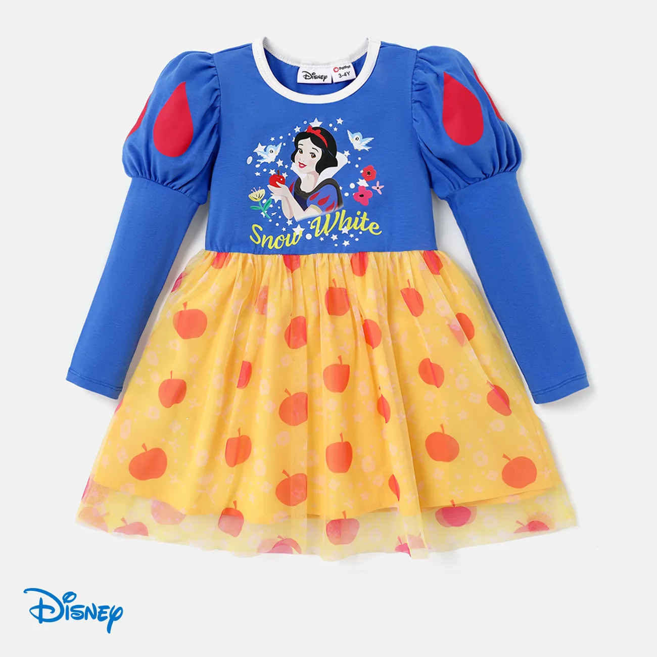 Disney Princess Baby/Toddler Girl Character Print Gigot Sleeve Mesh Panel Fairy Dress Blue big image 1