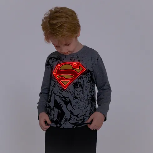 Go-Glow SUPERMAN Illuminating Grey Sweatshirt with Light Up Superman Pattern Including Controller (Battery Inside) Flecked Grey big image 6