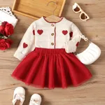 2pcs Baby Girl Sweet Heart-shaped Long Sleeve Skirt Set  image 3