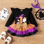 2PCS Baby Girl Childlike  Halloween Costume Flutter Sleeve Dress Set   image 2