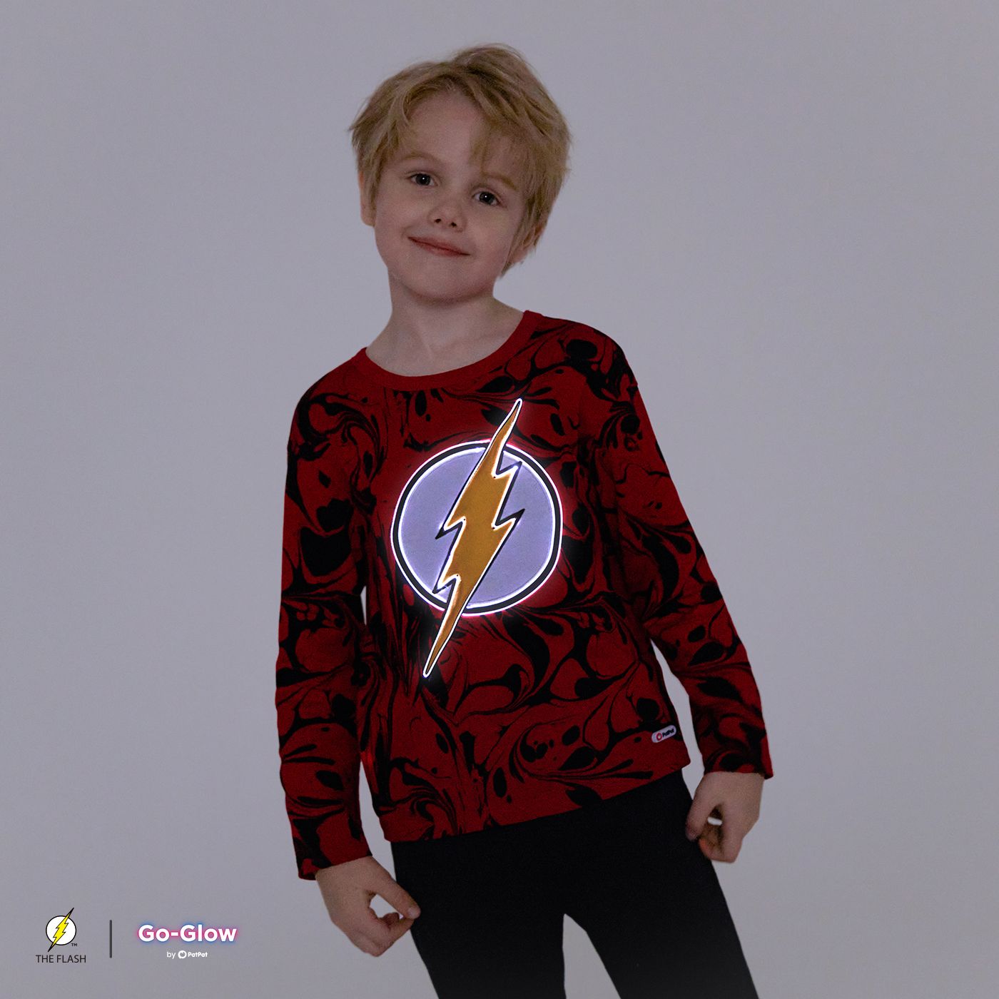 Go-Glow THE FLASH Illuminating Red Sweatshirt with Light Up The Flash Pattern Including Controller (