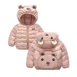 Toddler / Kid Girl Hooded Bear Pattern Coat  Rose