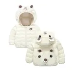 Toddler / Kid Girl Hooded Bear Pattern Coat  Blanc Crémeux