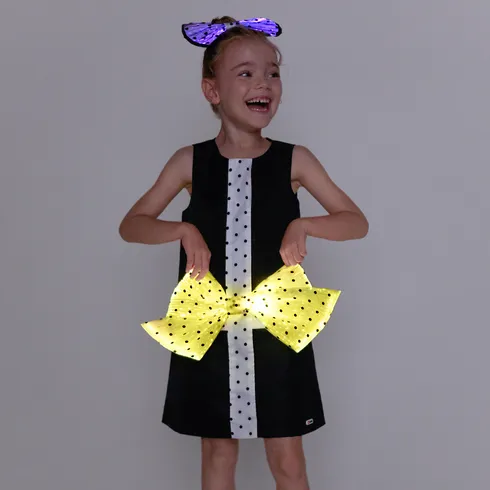 Go-Glow Illuminating Kid Black Dress with Light Up Removable Bowkont  Including Controller (Battery Inside) BlackandWhite big image 4