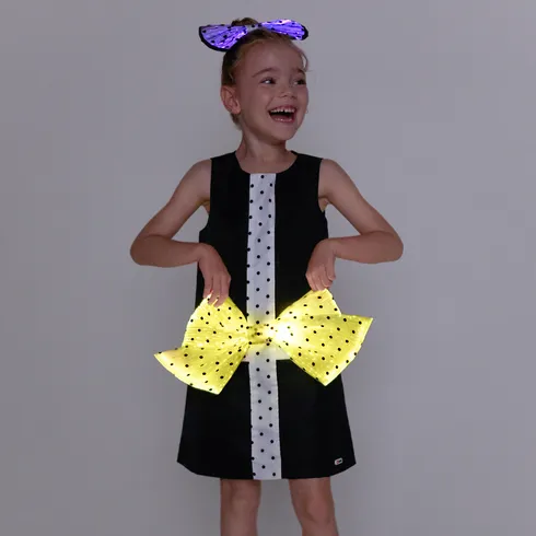 Go-Glow Illuminating Kid Black Dress with Light Up Removable Bowkont Including Controller (Battery Inside) BlackandWhite big image 4