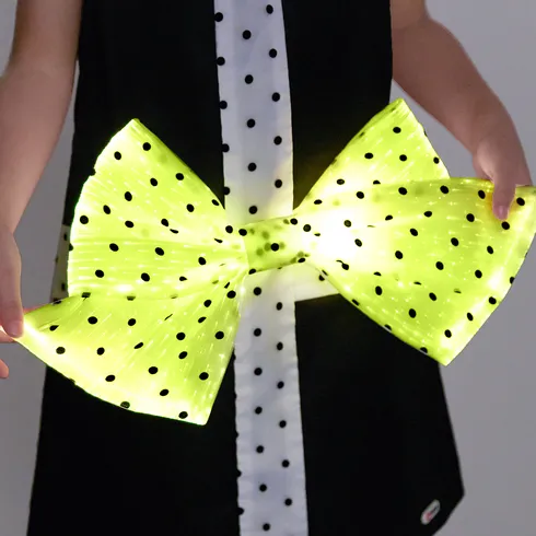 Go-Glow Illuminating Kid Black Dress with Light Up Removable Bowkont Including Controller (Battery Inside) BlackandWhite big image 8