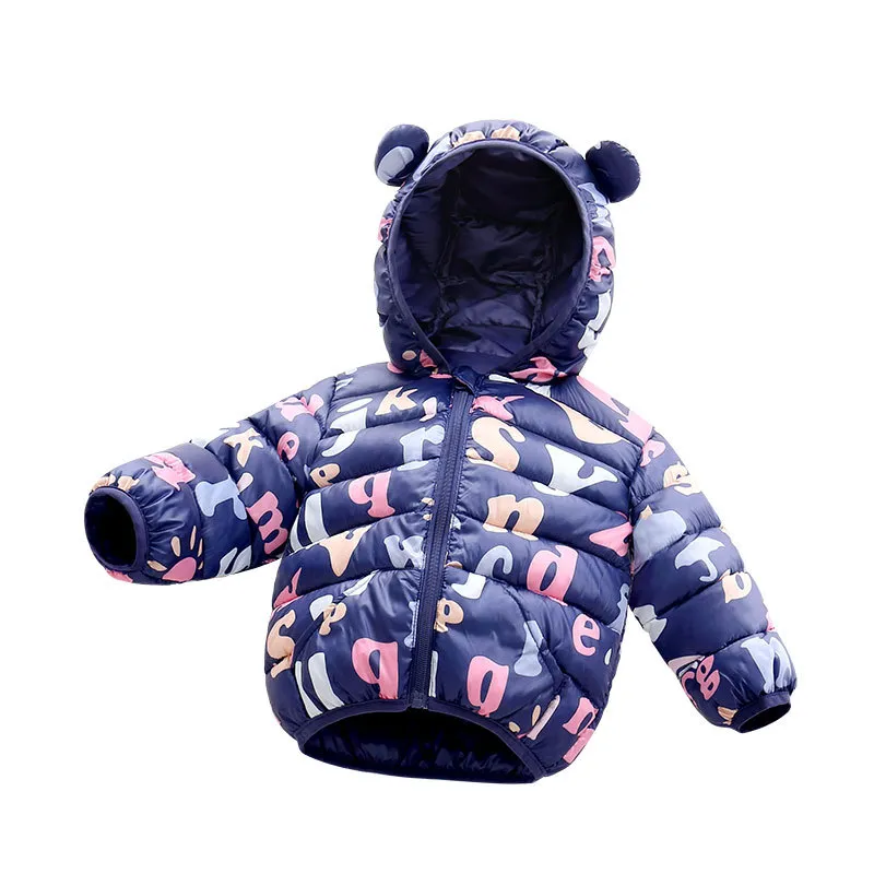 Bebé / Niño Niña Infantil 3D Diseño de orejas con capucha Abrigo de invierno  Azul marino big image 1