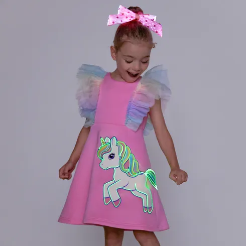 Go-Glow Illuminating Kid Dress with Light Up Unicorn Pattern Including Controller (Battery Inside) Pink big image 6