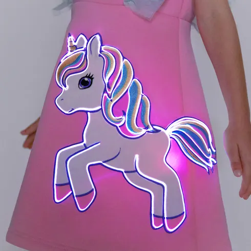 Go-Glow Illuminating Kid Dress with Light Up Unicorn Pattern Including Controller (Battery Inside) Pink big image 8