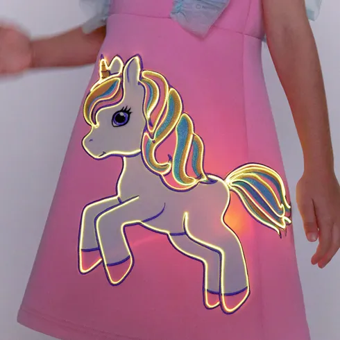 Go-Glow Illuminating Kid Dress with Light Up Unicorn Pattern Including Controller (Battery Inside) Pink big image 7