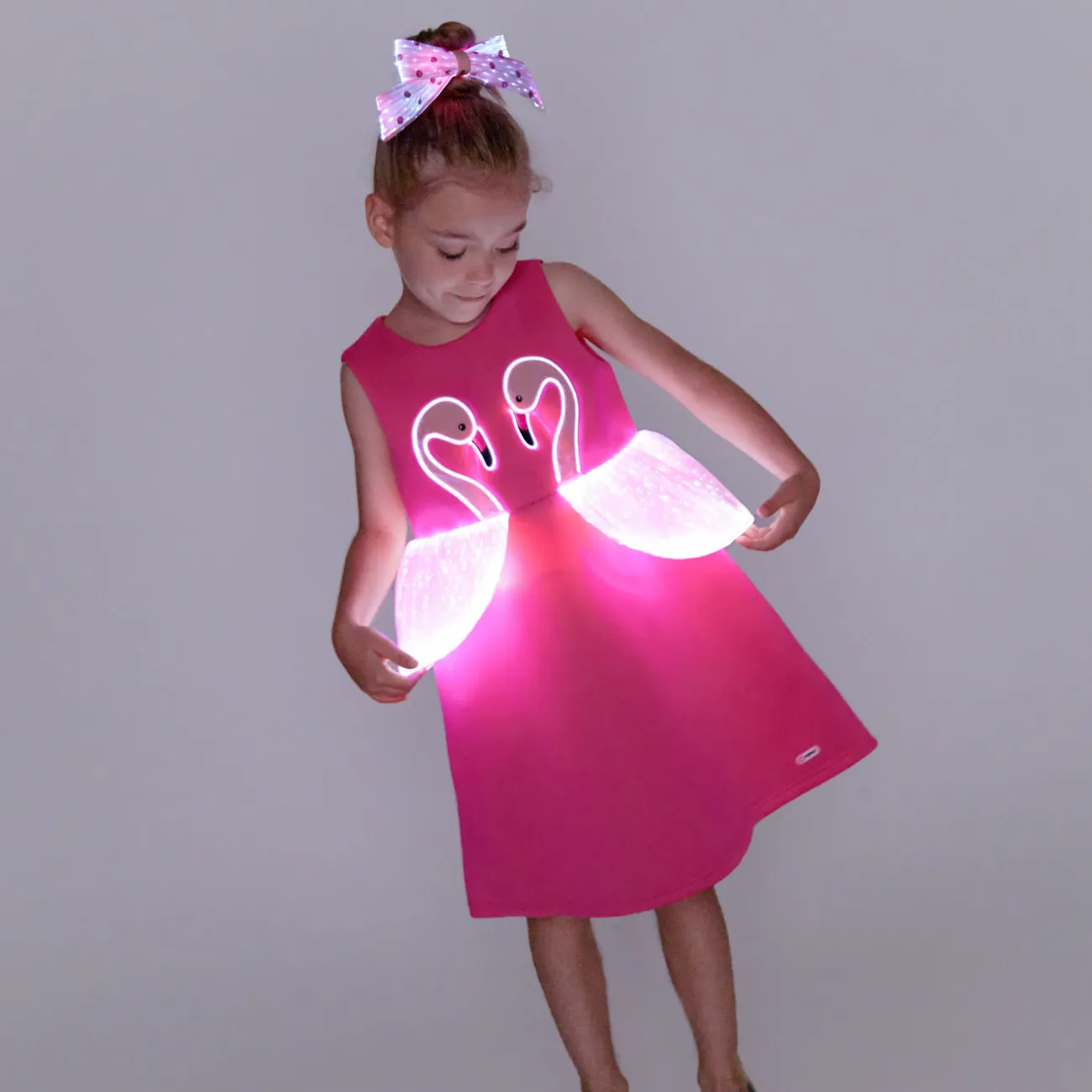 Criança Menina Hipertátil/3D Infantil Vestidos Rosa Quente big image 1