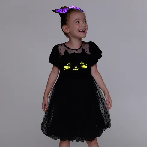 Go-Glow Illuminating Toddler Dress with Light Up Cat Pattern Including Controller (Battery Inside) Black big image 2