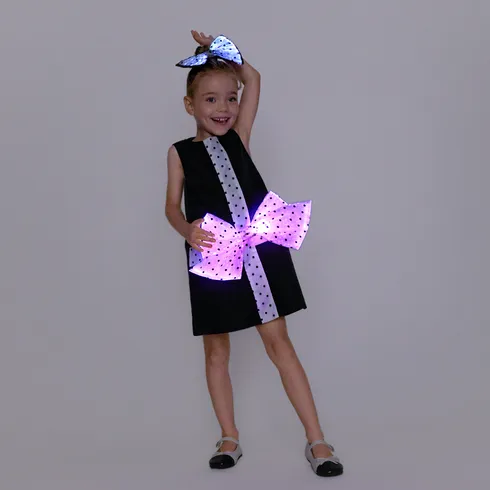 Go-Glow Illuminating Kid Black Dress with Light Up Removable Bowkont Including Controller (Battery Inside) BlackandWhite big image 5