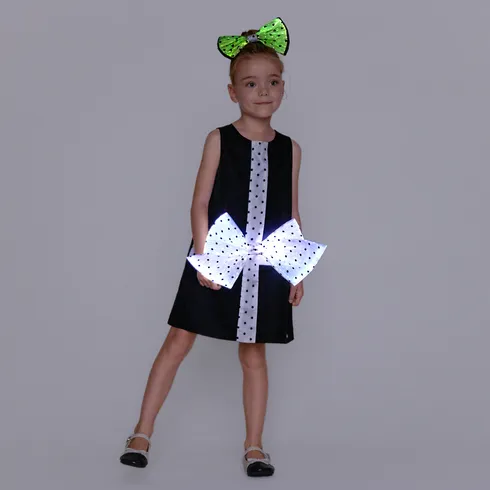 Go-Glow Illuminating Kid Black Dress with Light Up Removable Bowkont  Including Controller (Battery Inside) BlackandWhite big image 6