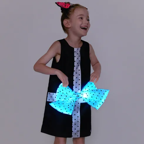 Go-Glow Illuminating Kid Black Dress with Light Up Removable Bowkont  Including Controller (Battery Inside) BlackandWhite big image 12