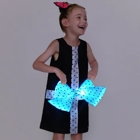 Go-Glow Illuminating Kid Black Dress with Light Up Removable Bowkont Including Controller (Battery Inside) BlackandWhite big image 12
