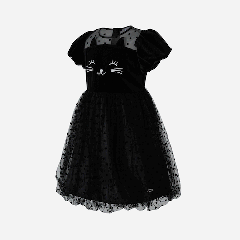 Go-Glow Illuminating Toddler Dress with Light Up Cat Pattern Including Controller (Battery Inside) Black big image 3