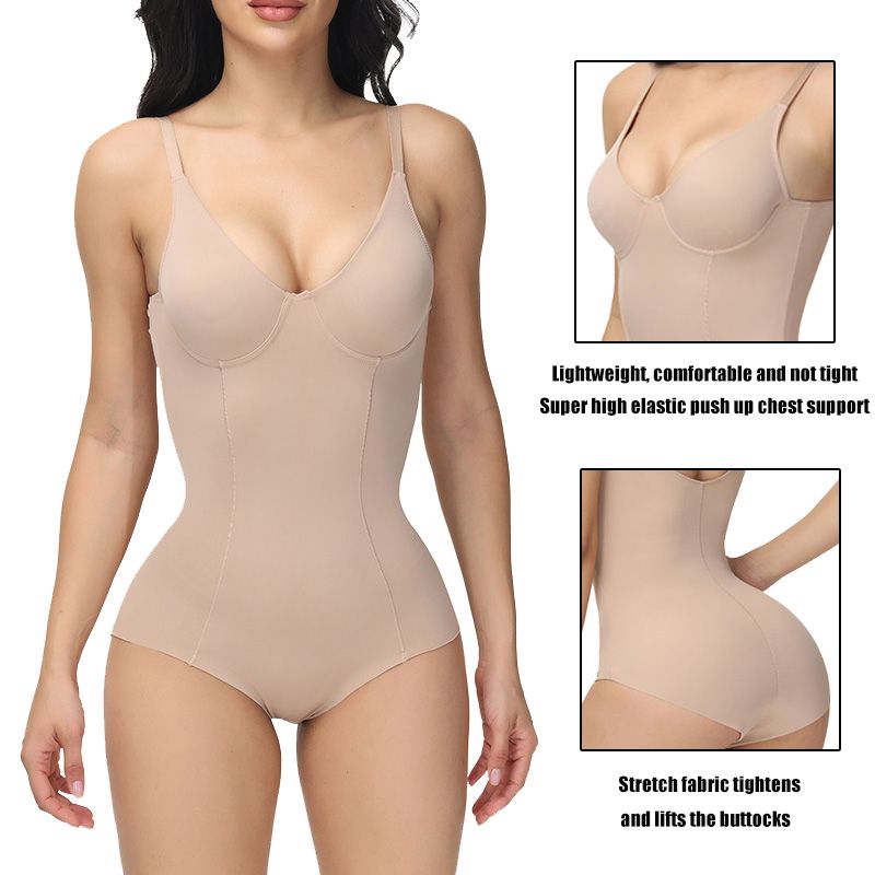 Seamless Bodysuit With Detachable Straps, Push-up Bust, Tummy Control, And Butt Lifting
