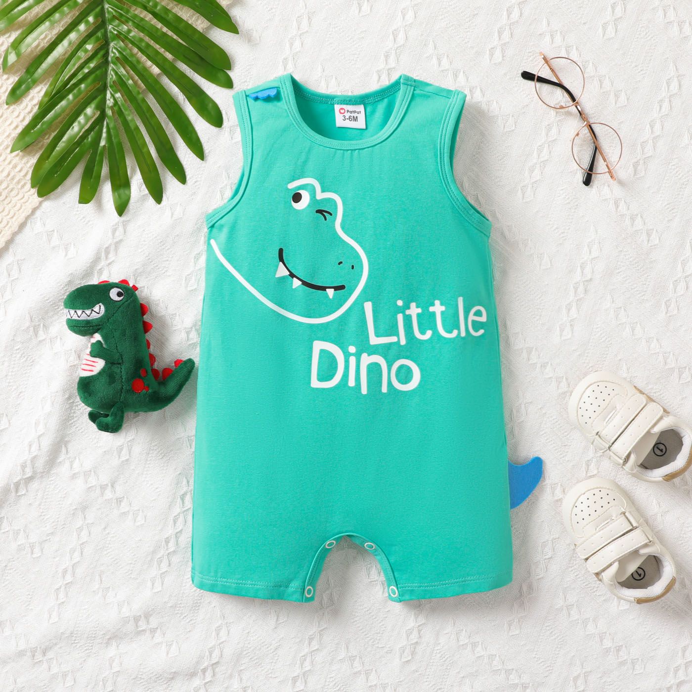 

Baby Boy Cotton Crocodile Letters Print Sleeveless Romper