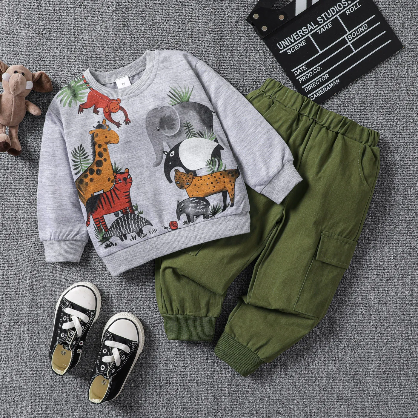 2pcs Baby/Toddler Boy Childlike Animal Pattern Set