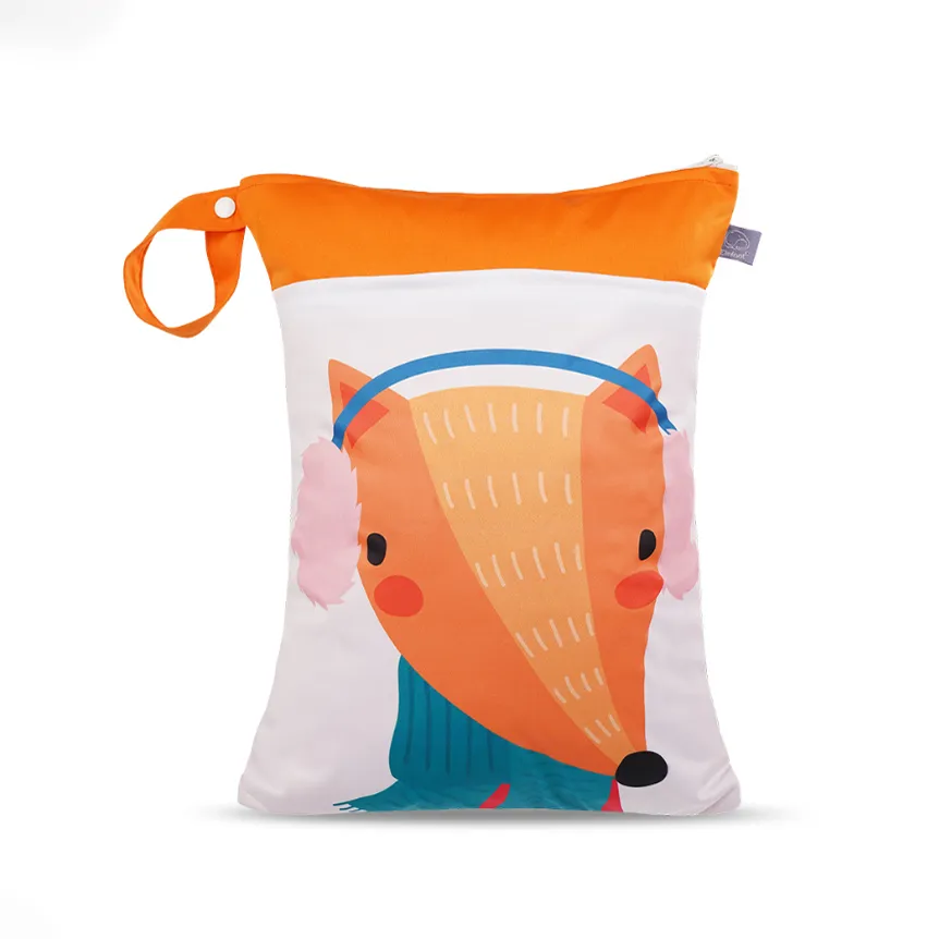 Cute Double-Zipper Waterproof Bag For Storing Baby's Diapers