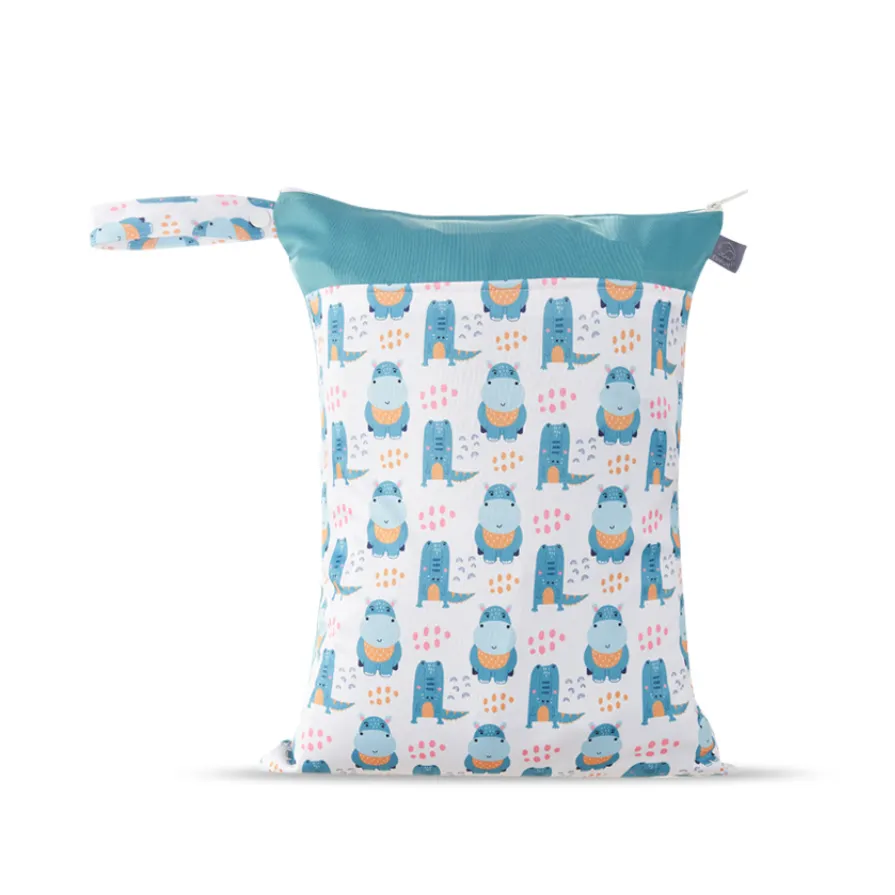 Baby Stroller Bedside Hanging Bag - Waterproof Cloth Diaper Wet/Dry Bag Turquoise big image 1