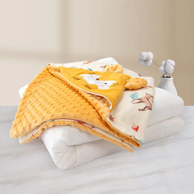 Baby Double-Sided Dot Flannel Swaddle Blanket  Color-A image 4