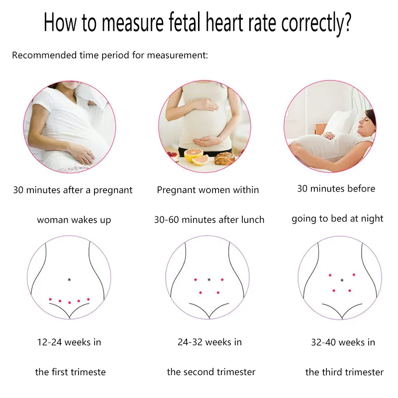 Monitor de frequência cardíaca fetal Doppler de uso doméstico com sonda de alta sensibilidade e classificação à prova d'água IPX1 Rosa Claro big image 1
