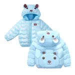 Toddler / Kid Girl Hooded Bear Pattern Coat  Bleu Clair
