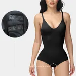 Seamless Bodysuit with Detachable Straps, Push-up Bust, Tummy Control, and Butt Lifting Black
