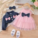 3PCS Baby Girl Sweet 3D Design Denim Suit-Dress   image 2