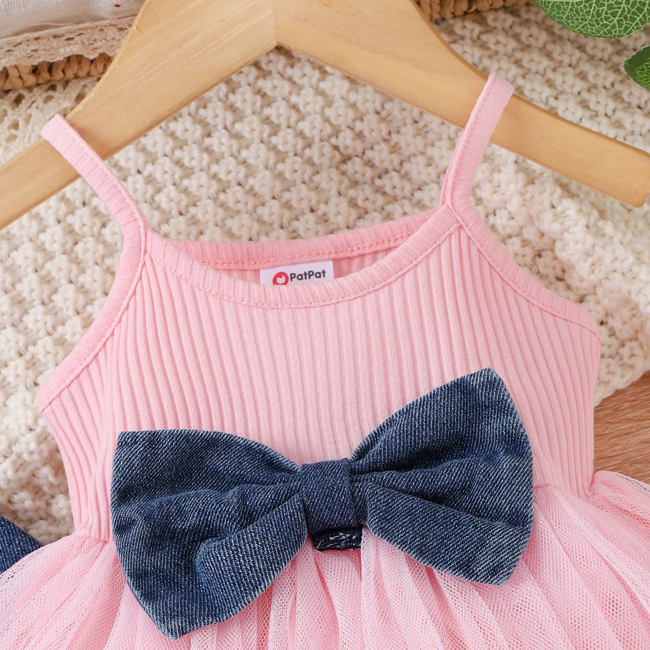 3PCS Baby Girl Sweet 3D Design Denim Suit-Dress  Pink big image 1