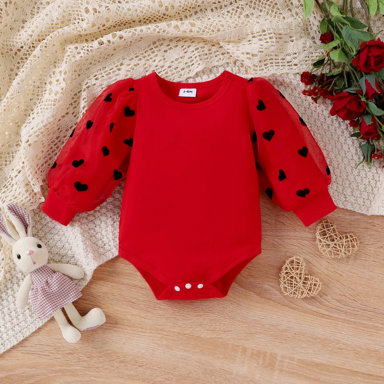 2PCS Baby Girl Sweet Bunny Applique Embroidery Long Sleeve Denim  Set  image 3