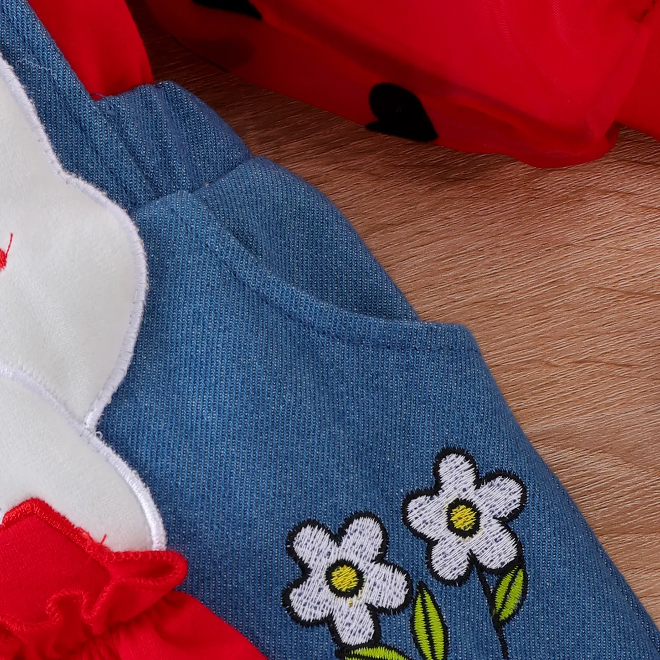 2 unidades Bebé Chica Costura de tela Conejo Dulce Manga larga Conjuntos de bebé Rojo big image 1