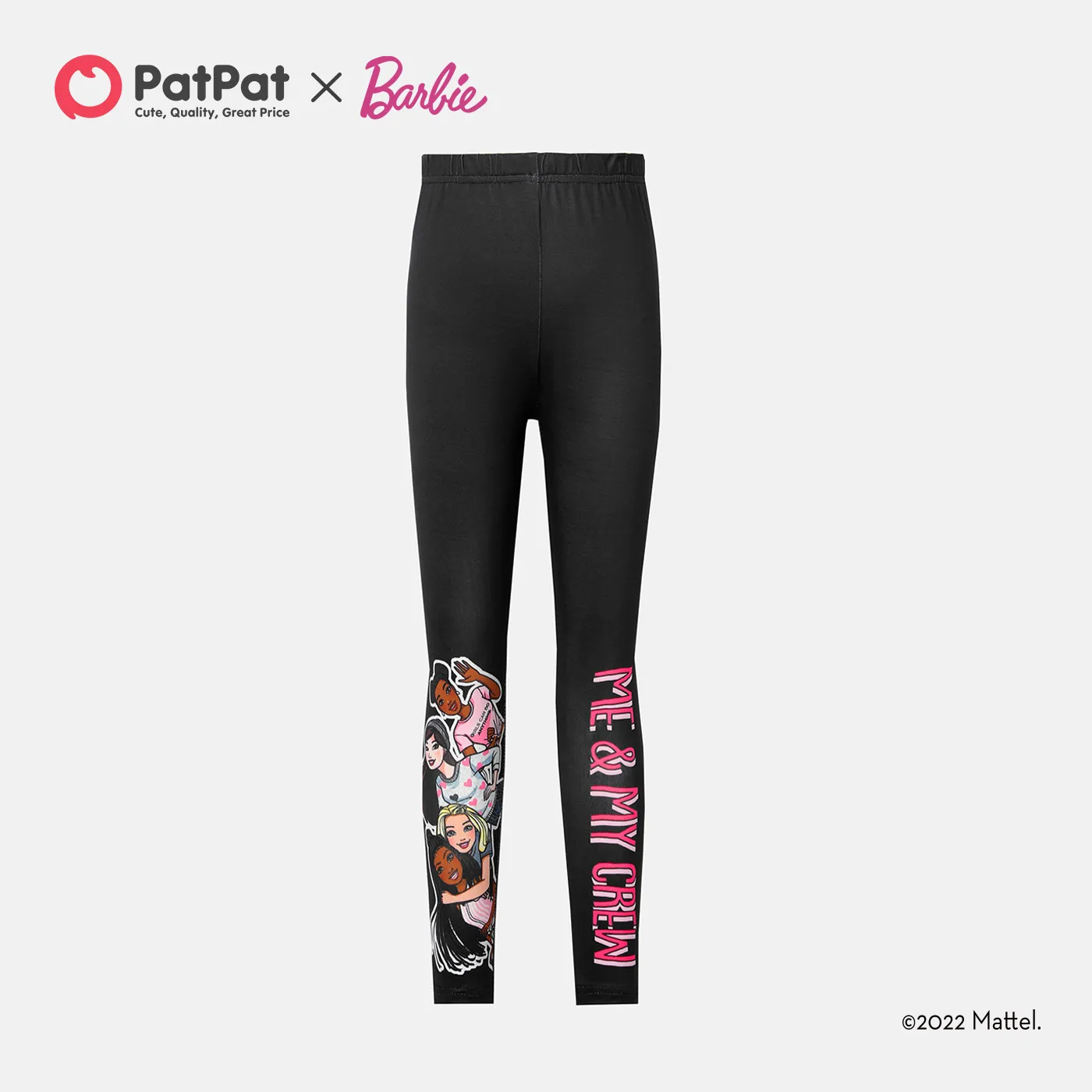 Barbie Kid Girl Letter/Glasses Print/Houndstooth Elasticized Leggings  Black