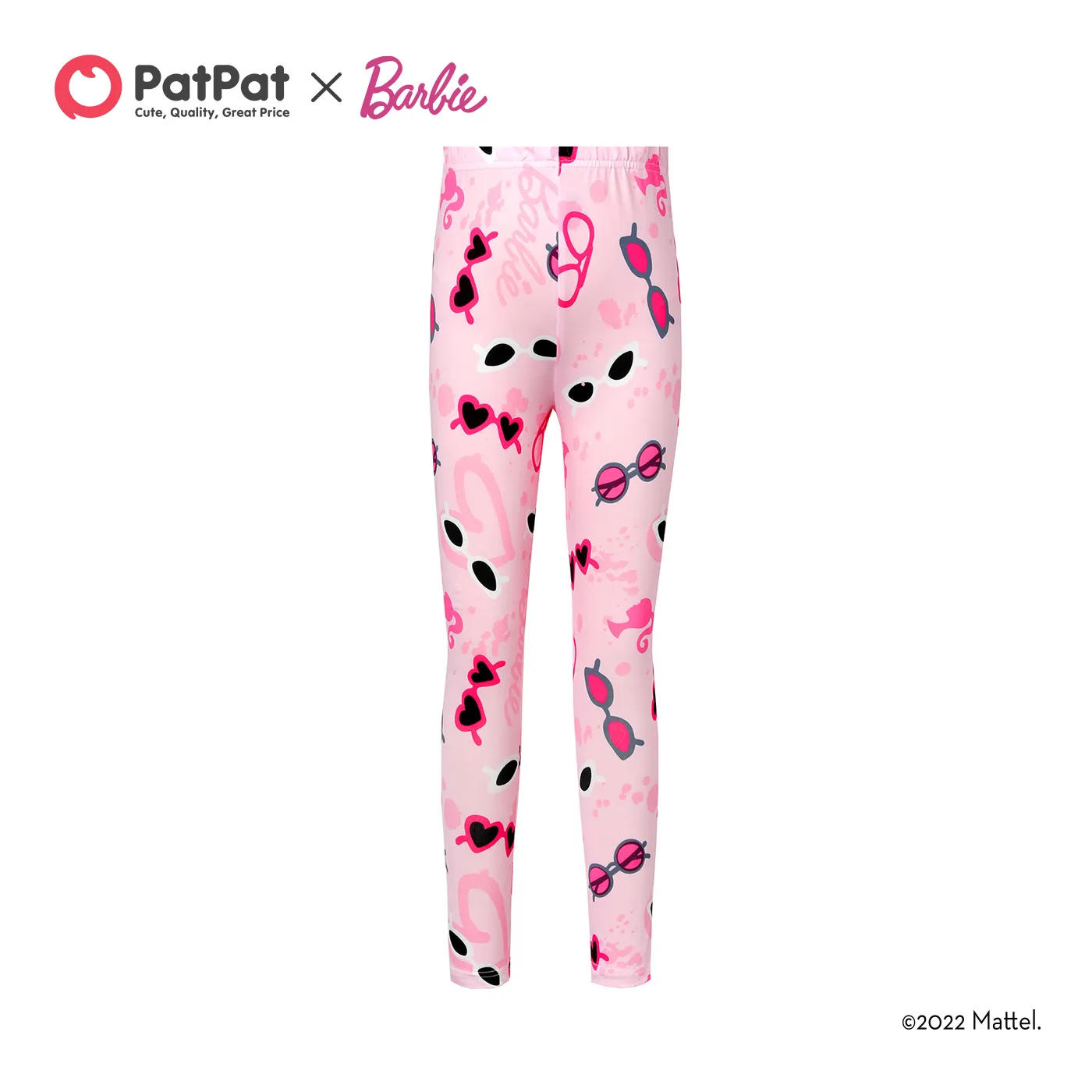 Barbie Kid Girl Letter/Glasses Print/Houndstooth Elasticized Leggings   big image 1