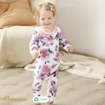 2pcs Long Sleeve Organic Cotton Baby Girl Jumpsuit Set with Big Floral Pattern  image 4