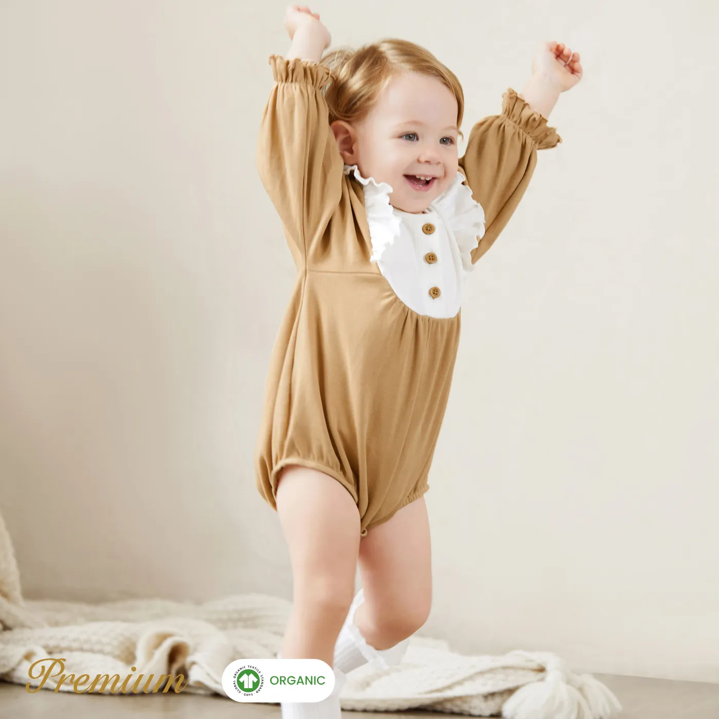 Sweet Organic Cotton Babygirl Romper with Ruffle Edge
