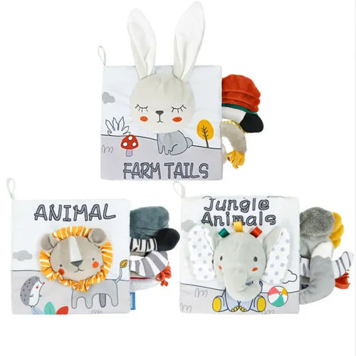 Durable Baby 3D Tails Cloth Book with Multiple Textures, Sounds and Colors