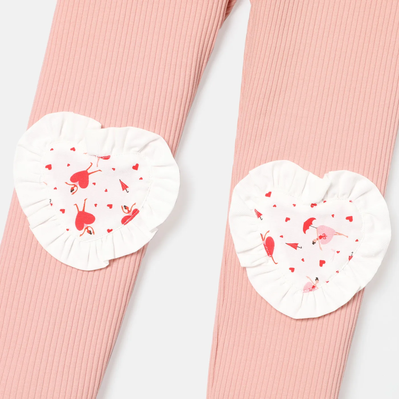 Toddler Girl Cotton Heart Embroidered Elasticized Leggings  image 3