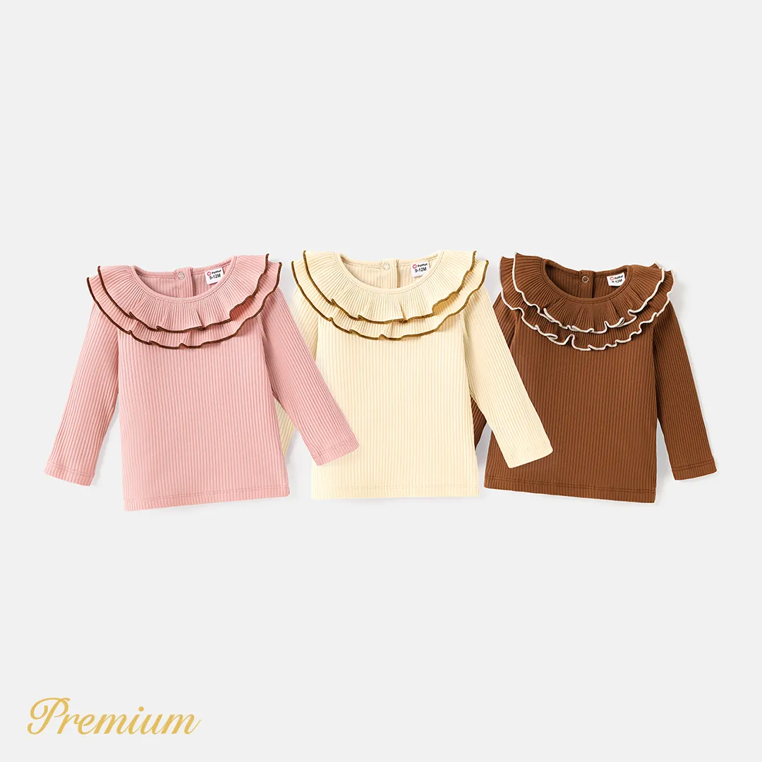 Bebé Chica Volantes Elegante Manga larga Camiseta