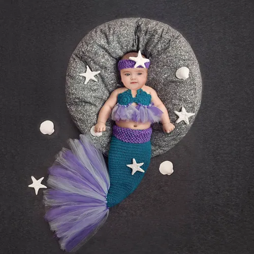 Baby Knitted Purple Mermaid Cosplay Costume