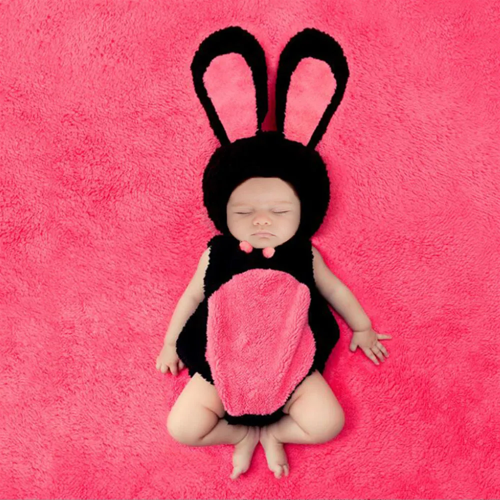 Baby Lamb Fleece Photoshoot Outfit - Includes Hat and Onesie Pink image 2
