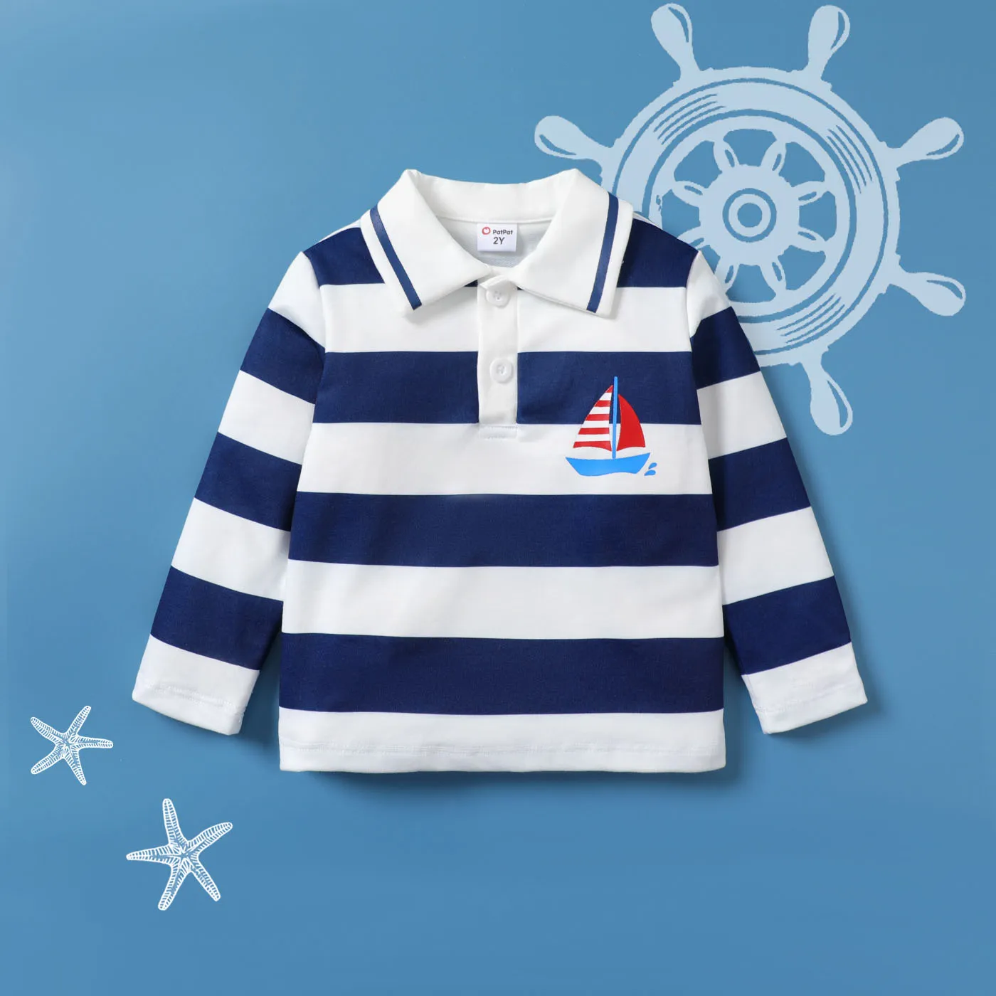 Toddler Boy Striped Casual Long Sleeve Shirt BLUEWHITE