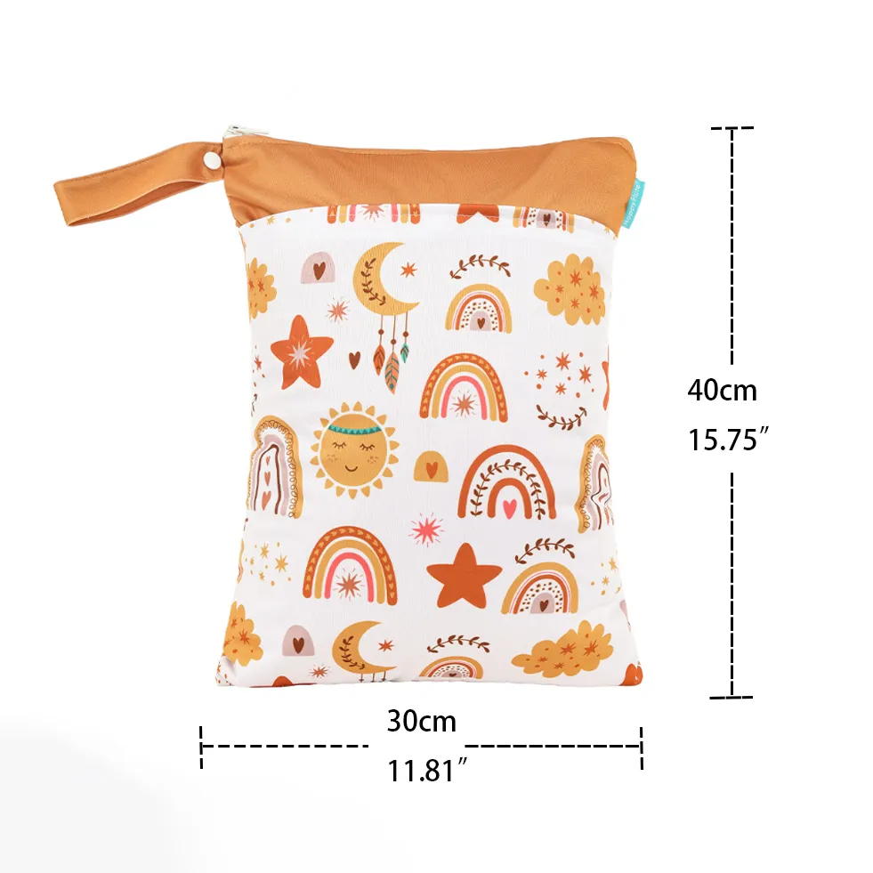 Carrinho de bebê impermeável saco pendurado para fraldas e itens molhados / secos Laranja image 5