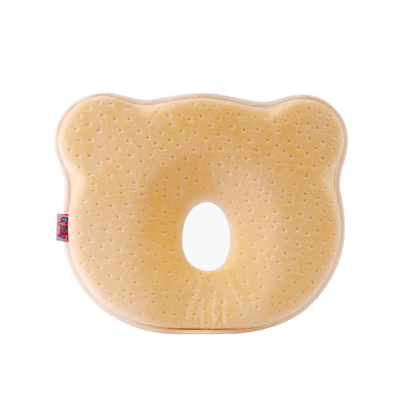 Infant Head Shaping Pillow with Memory Foam Core and Velvet Cover Yellow