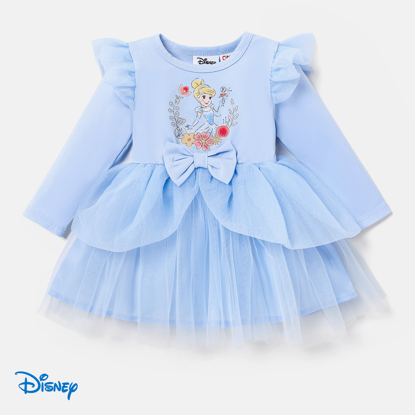 Disney Princess Baby Girl Character Print Long Sleeve Dress