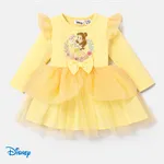 Disney Princess Baby Girl Character Print Long Sleeve Dress Yellow
